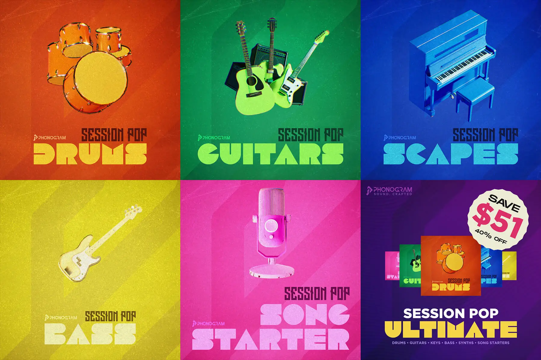 A collage of Session Pop Artworks